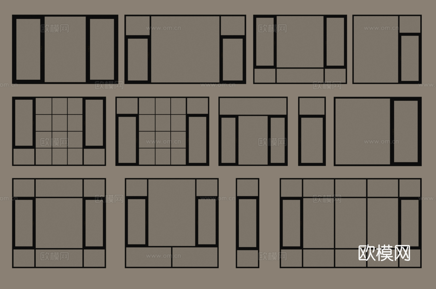现代窗户su模型