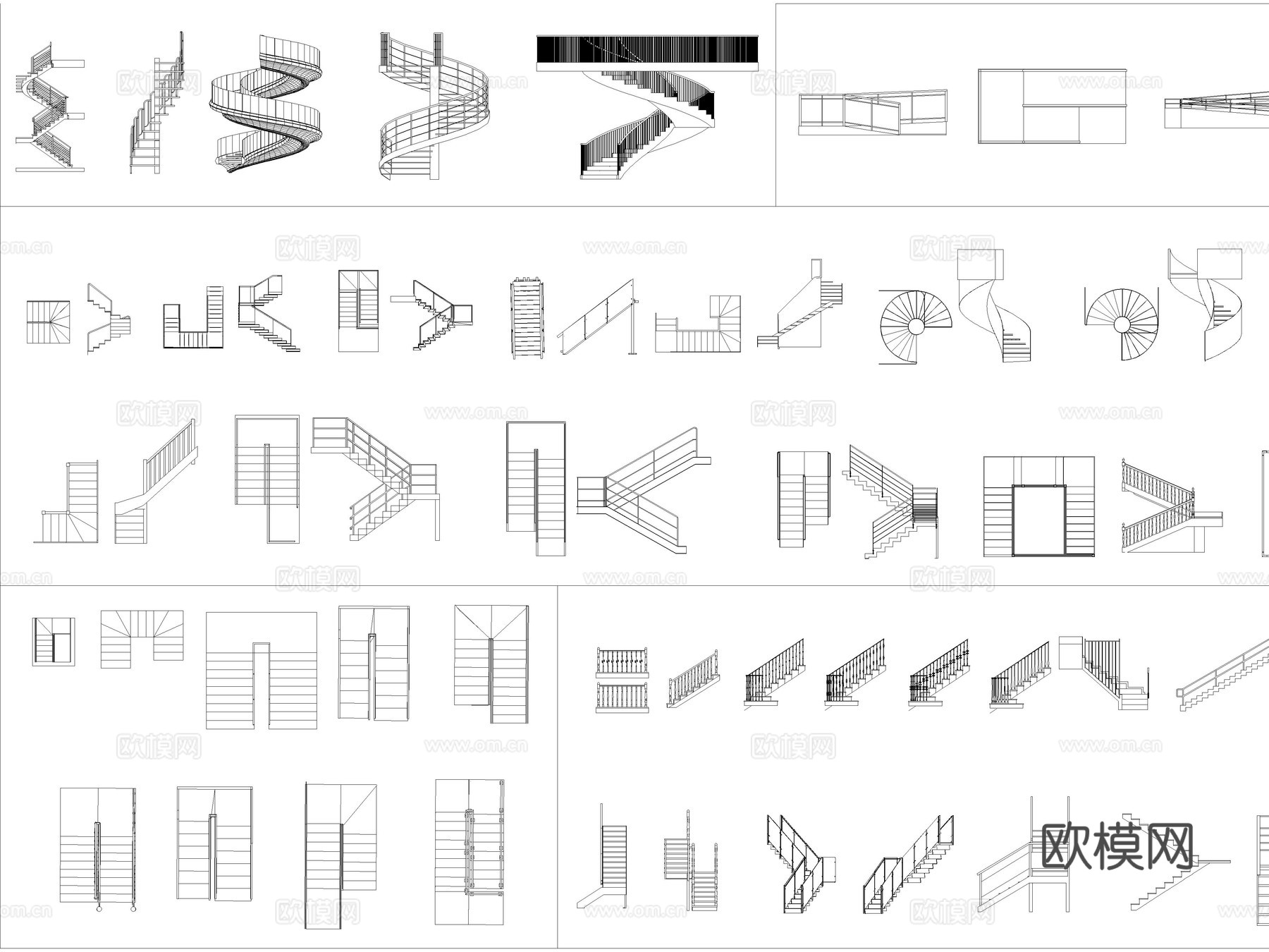 2026年最新楼梯旋转楼梯室内铁艺楼梯螺旋扶梯无障CAD图库cad施工图
