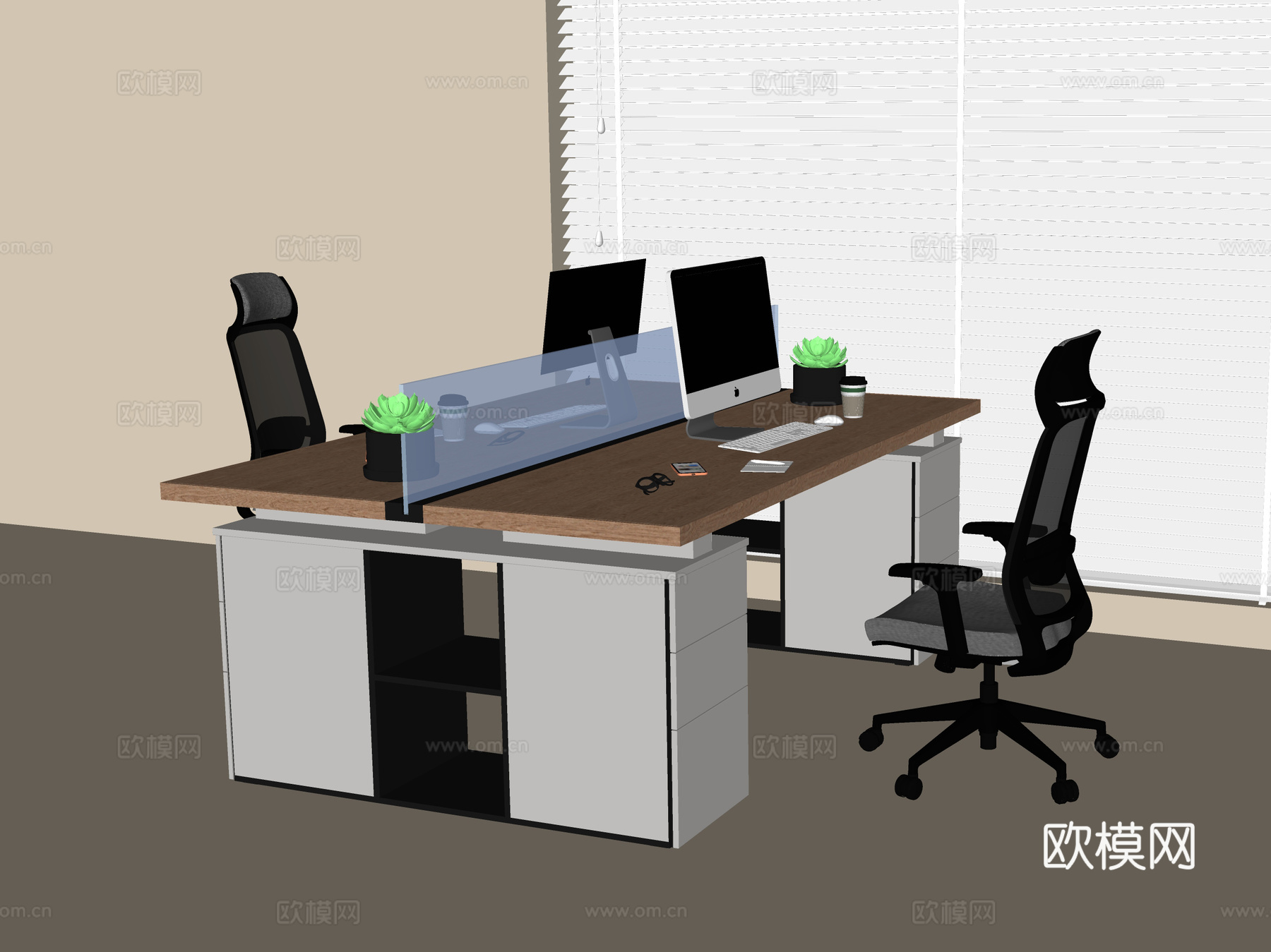 现代办公桌椅 办公椅su模型