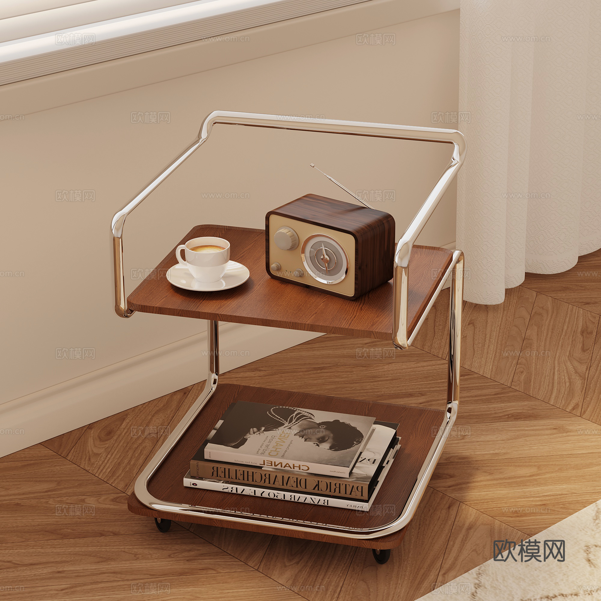 现代中古边几 置物架su模型