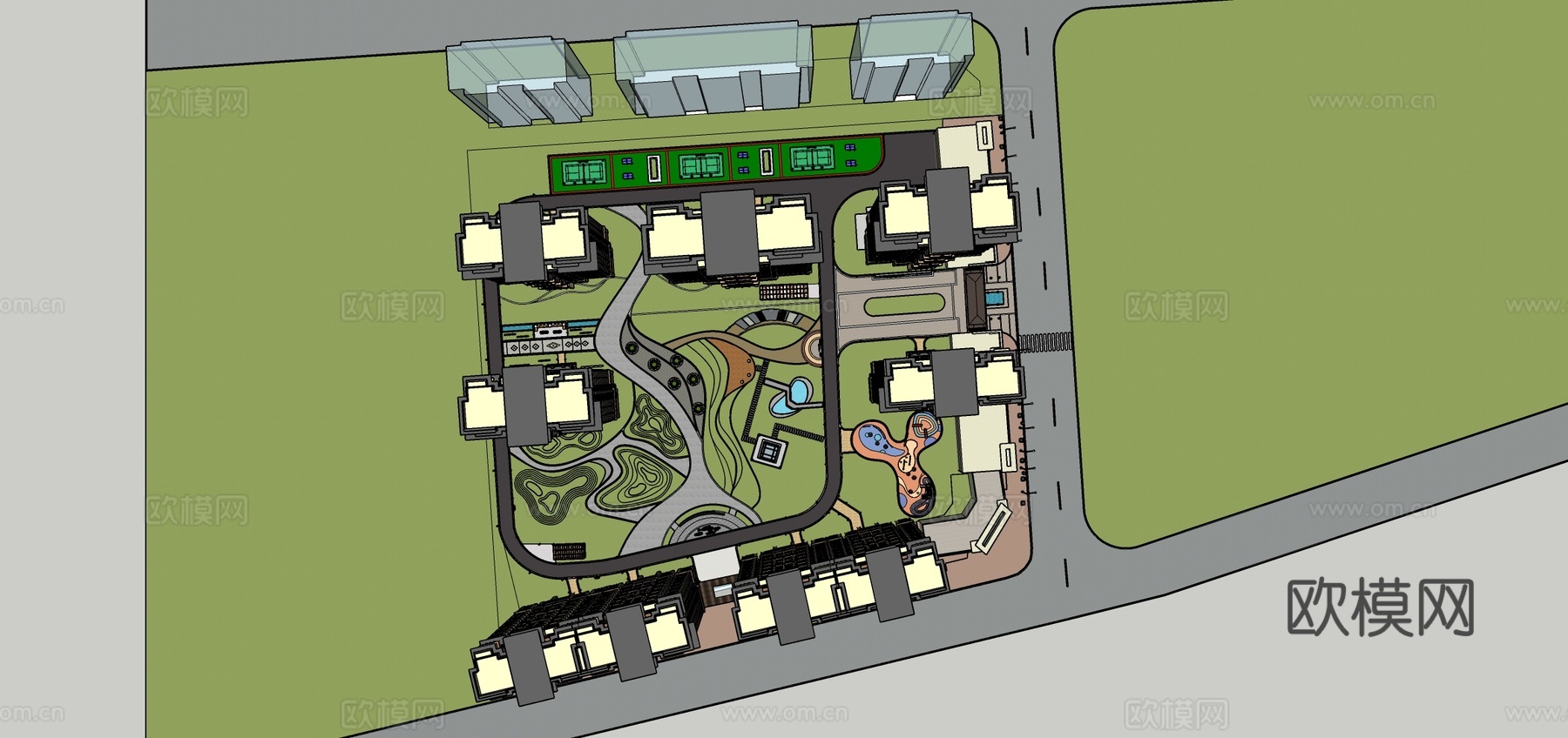 住宅景观 新中式  景观设计   毕业设计 风景园林su模型