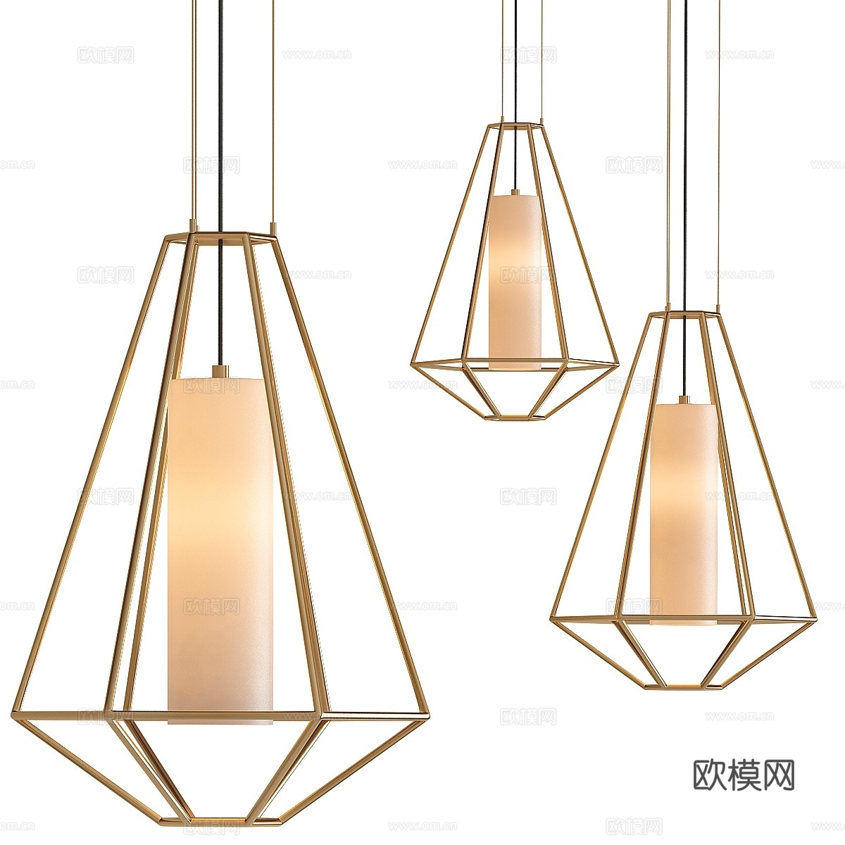 剪影单灯金箔吊灯3d模型下载