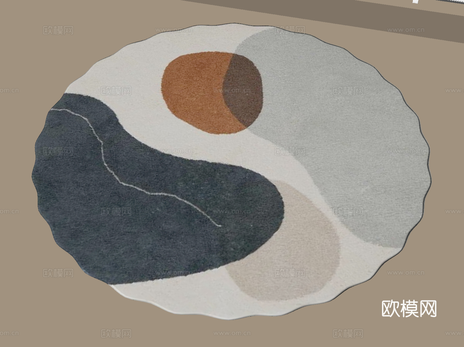 现代地毯 圆形地毯su模型