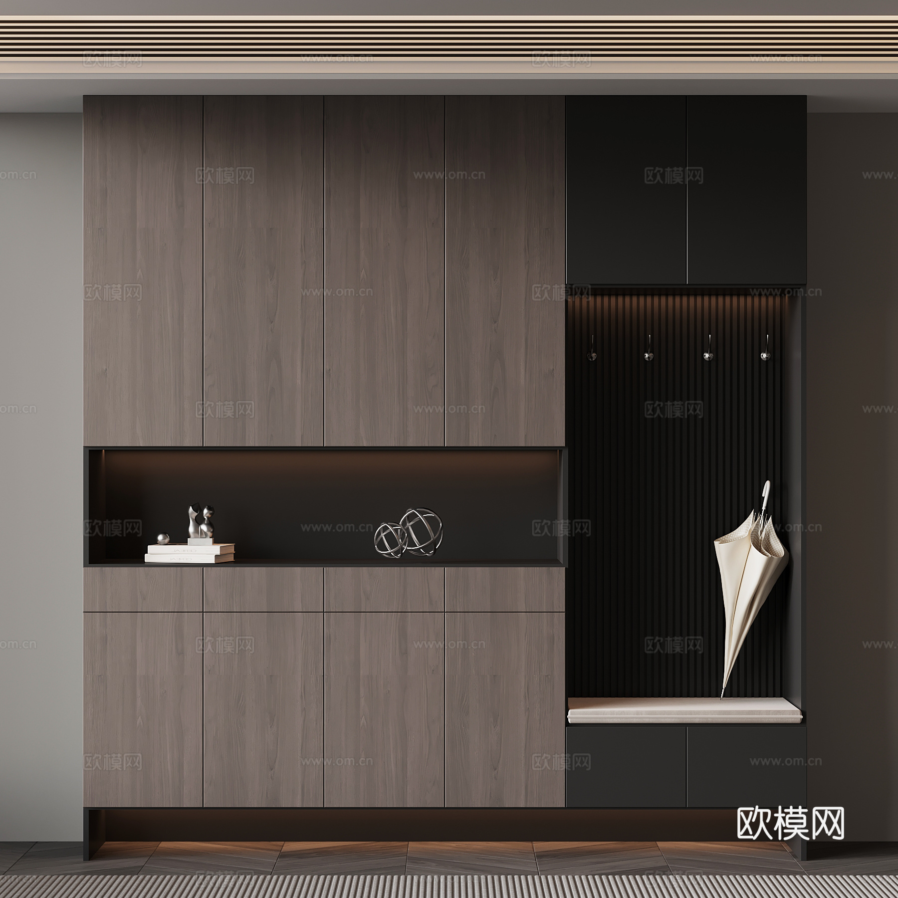 现代意式玄关柜 鞋柜su模型
