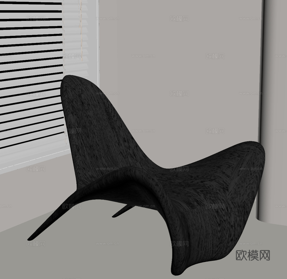 现代意式躺椅 休闲椅 木椅 椅子su模型