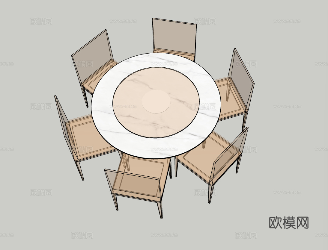 现代餐厅圆桌su模型
