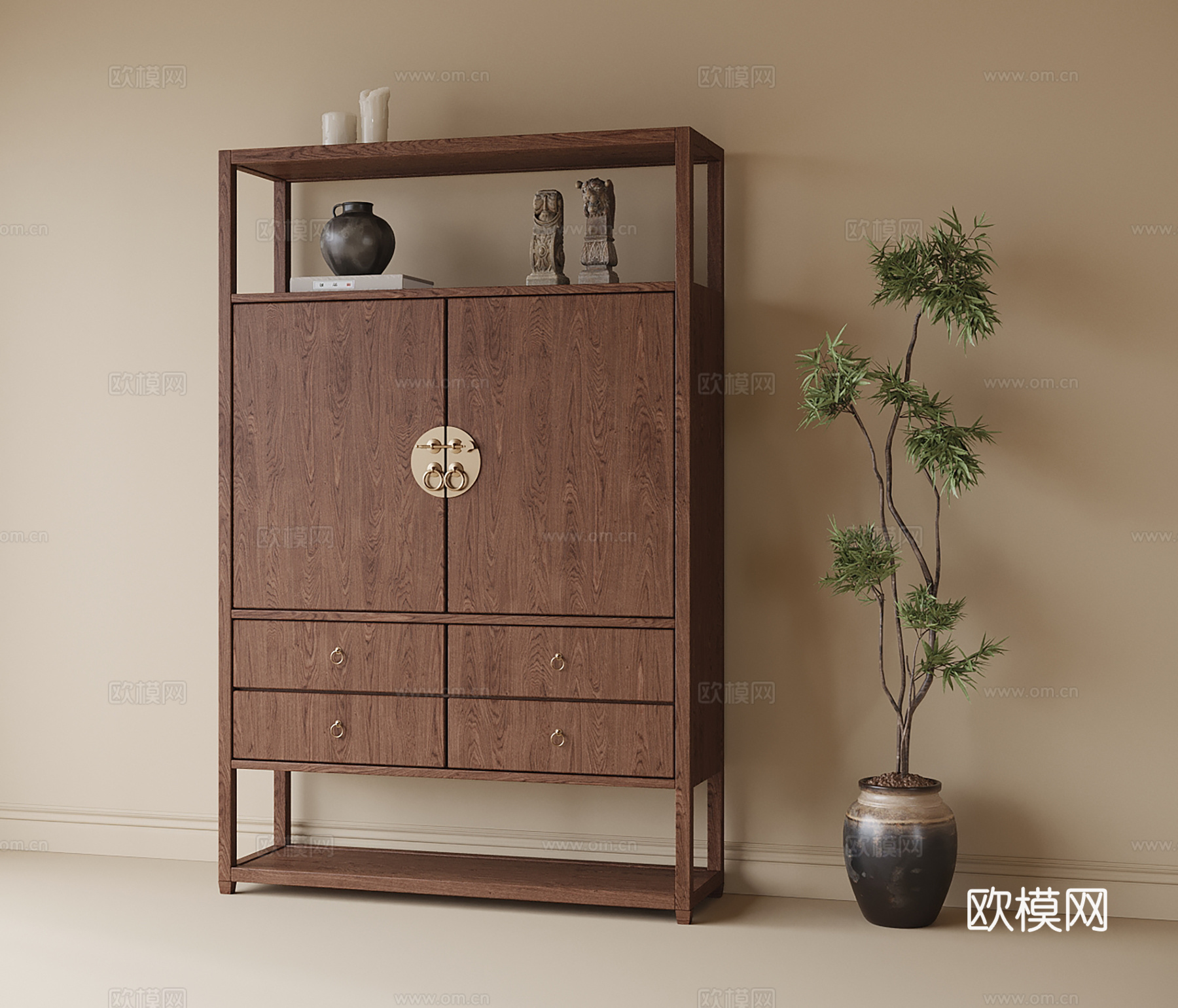 现代茶室柜 装饰柜su模型