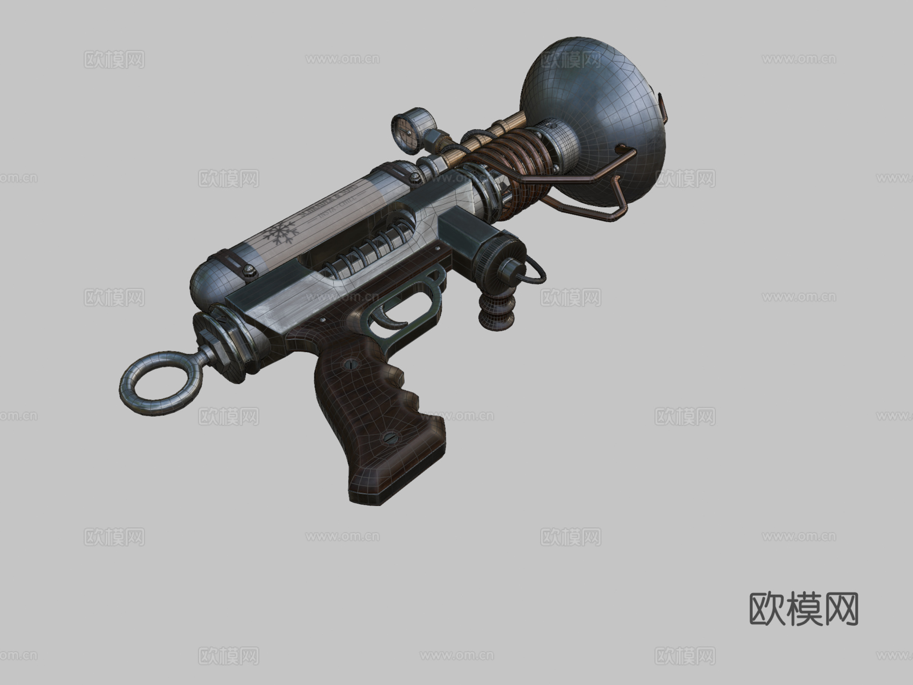 蒸汽朋克射线枪3d模型下载（渲染图2）