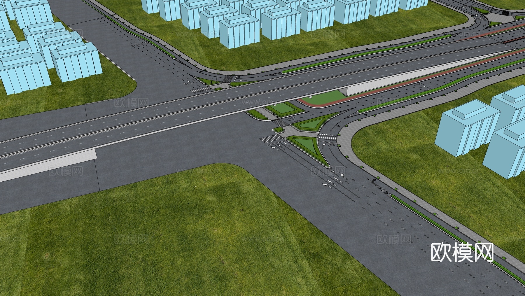 现代城市立交桥su模型