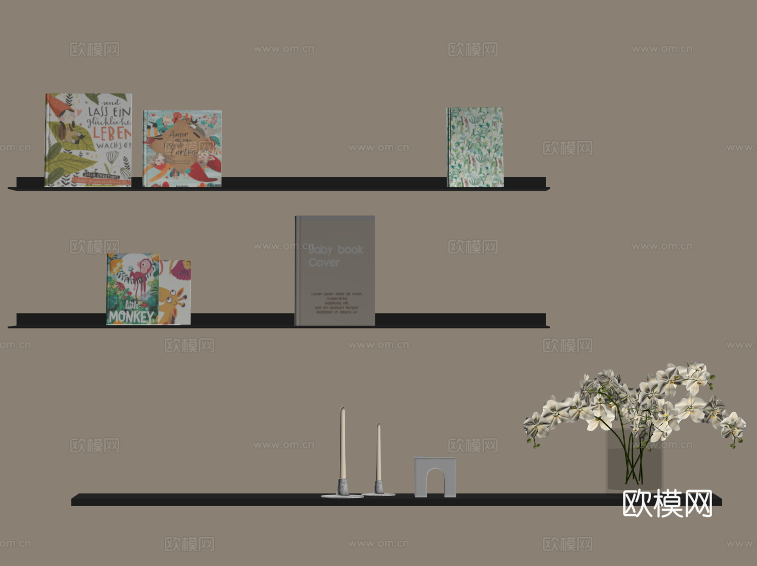 现代书架 置物架su模型