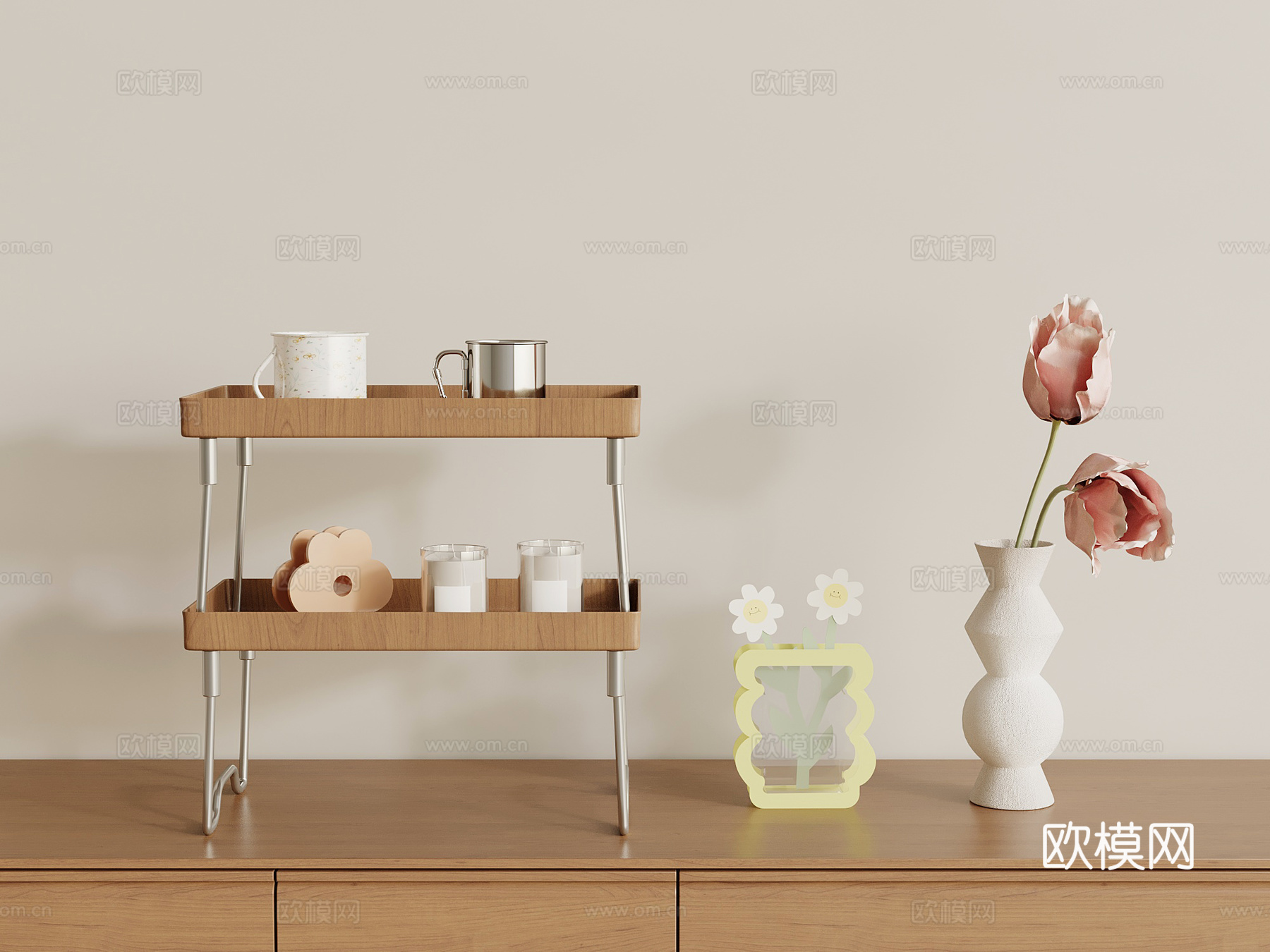 现代摆件 置物架 杯架su模型