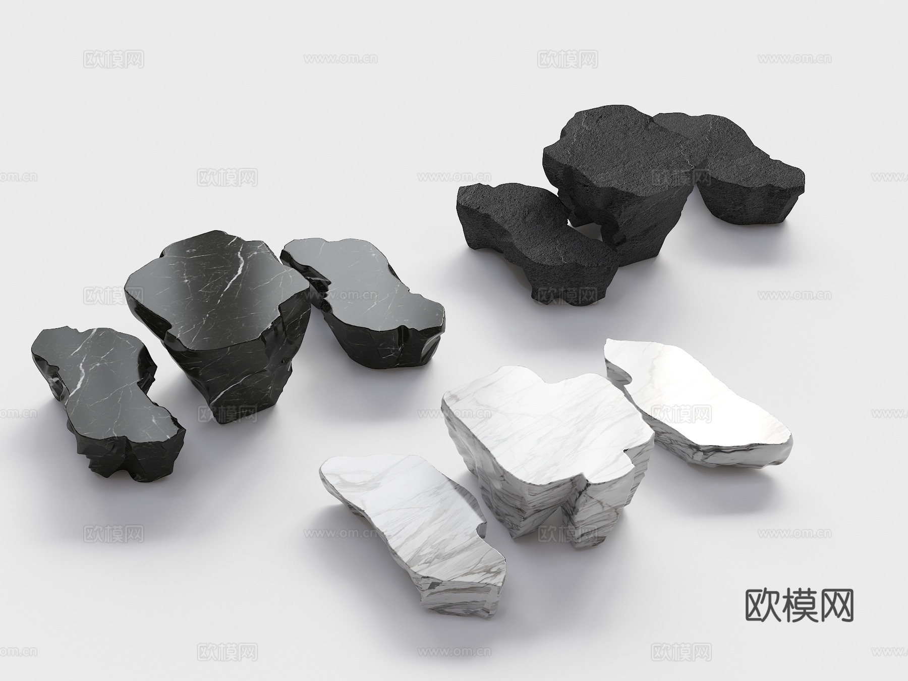 石头茶几 石桌 石凳 石头桌椅 户外石头桌子 石几 现代石头su模型su模型