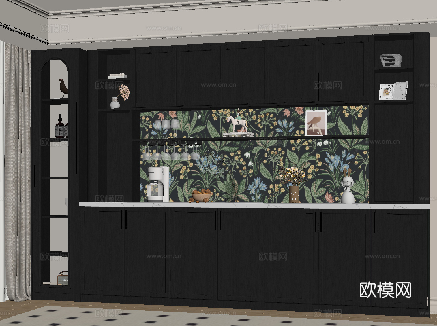 法式复古餐边柜su模型