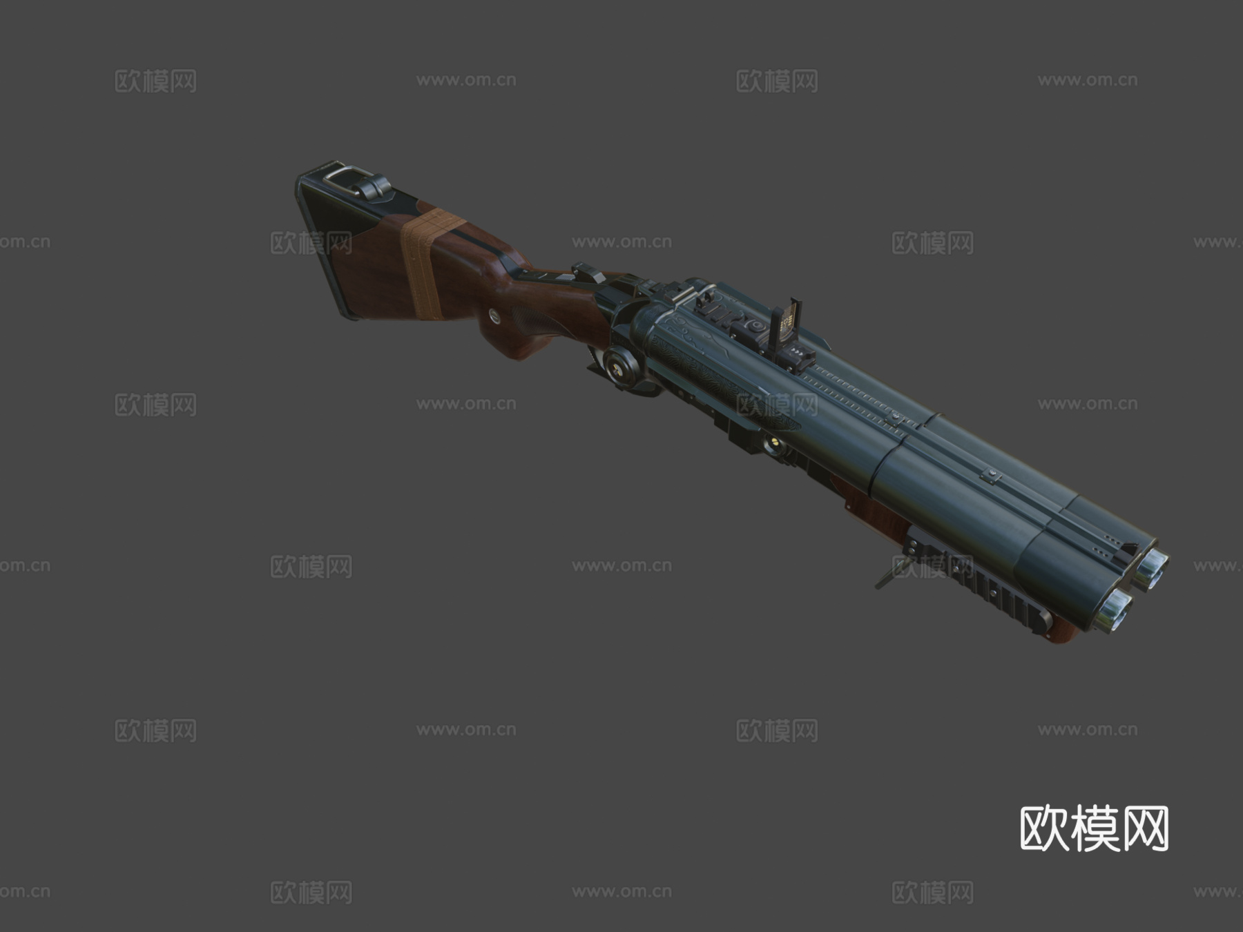 双管霰弹枪3d模型下载（渲染图5）