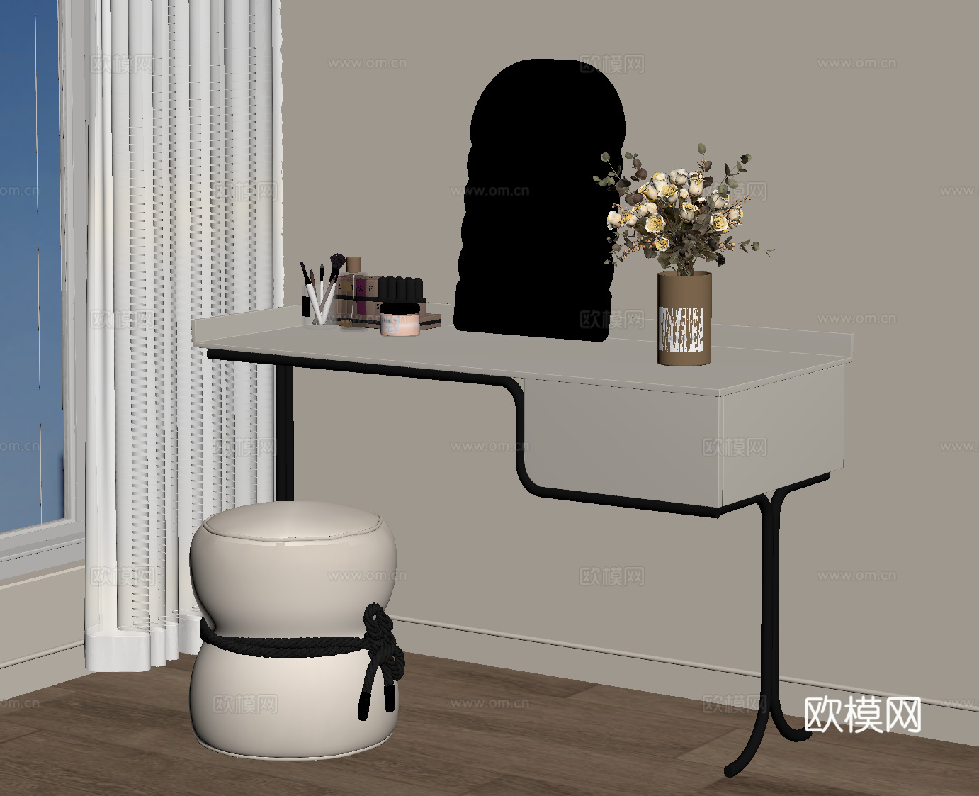 现代法式梳妆台 梳妆凳su模型su模型