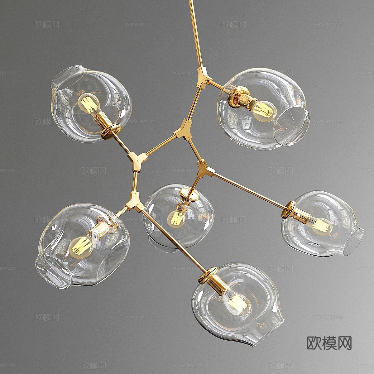 分支泡泡灯6盏3d模型下载