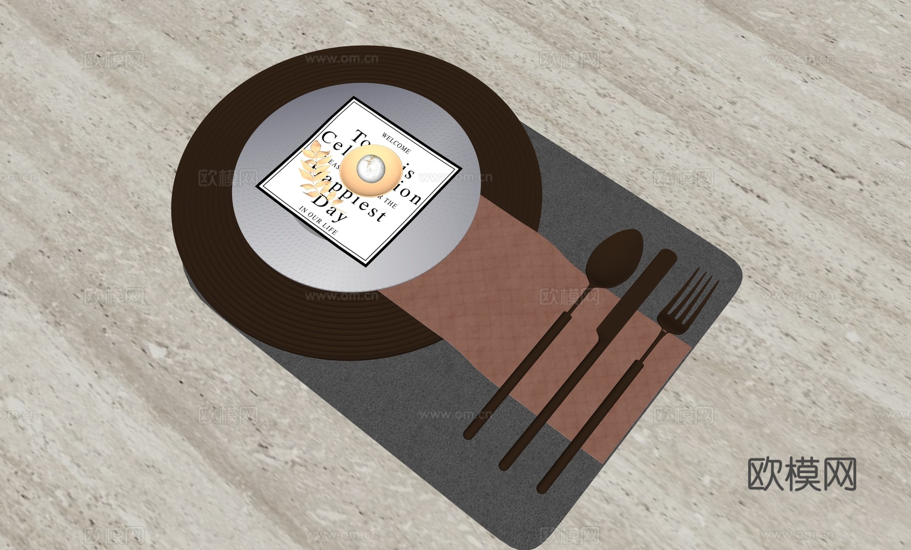 酒店餐厅餐具酒杯su模型