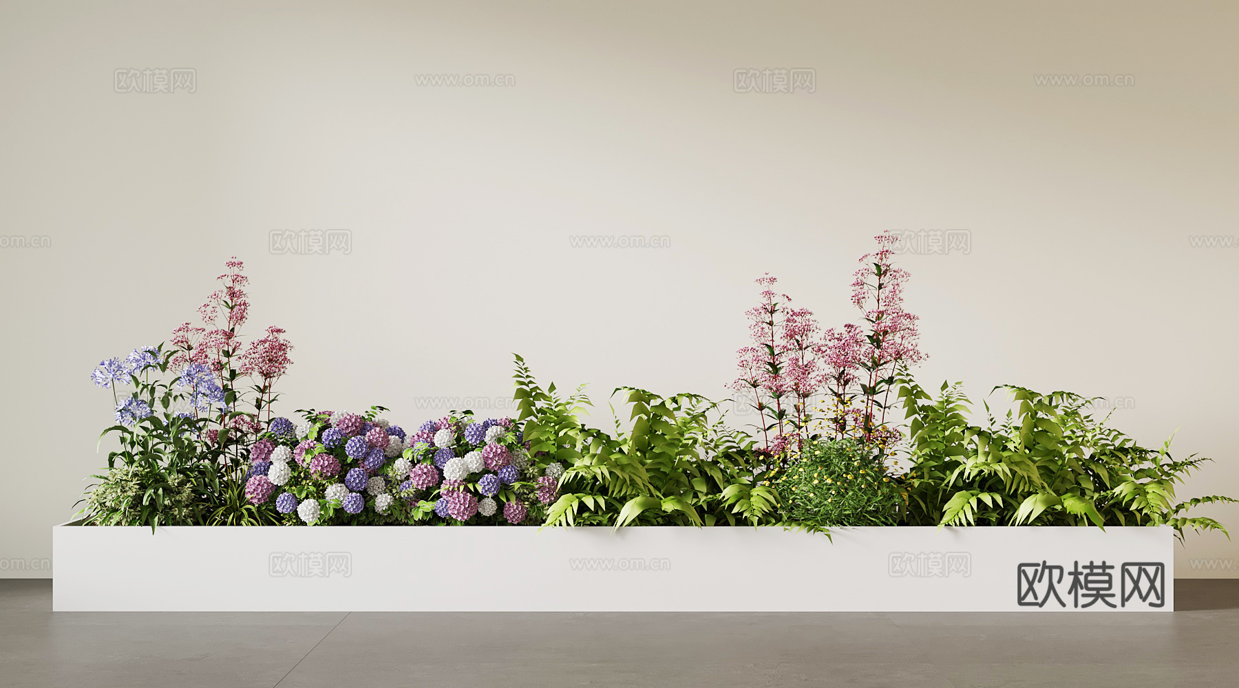 现代花坛 盆栽 室内花坛 绿植su模型