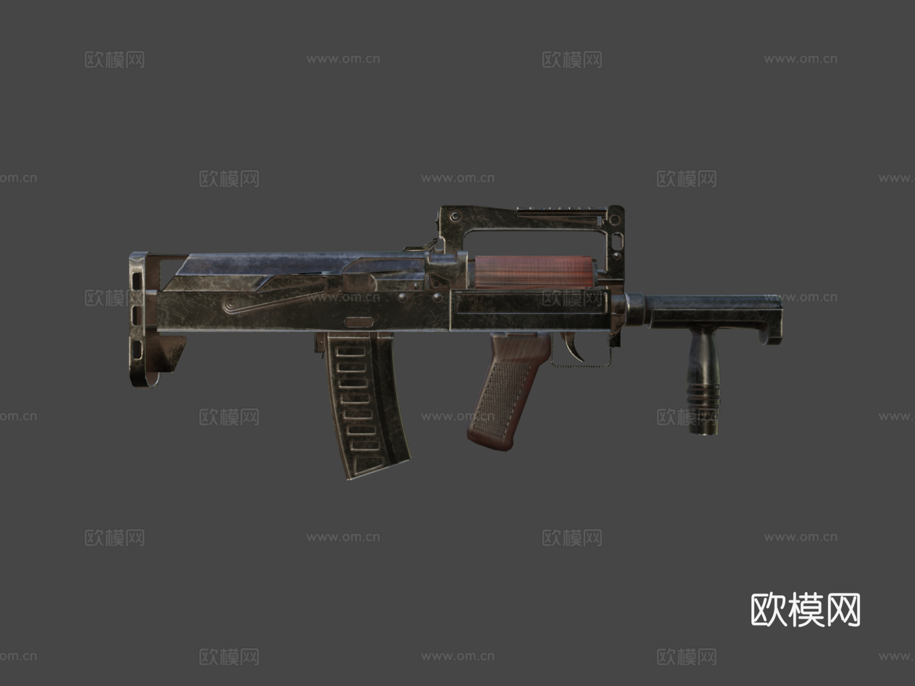 低多边形野牛步枪3d模型下载（渲染图7）
