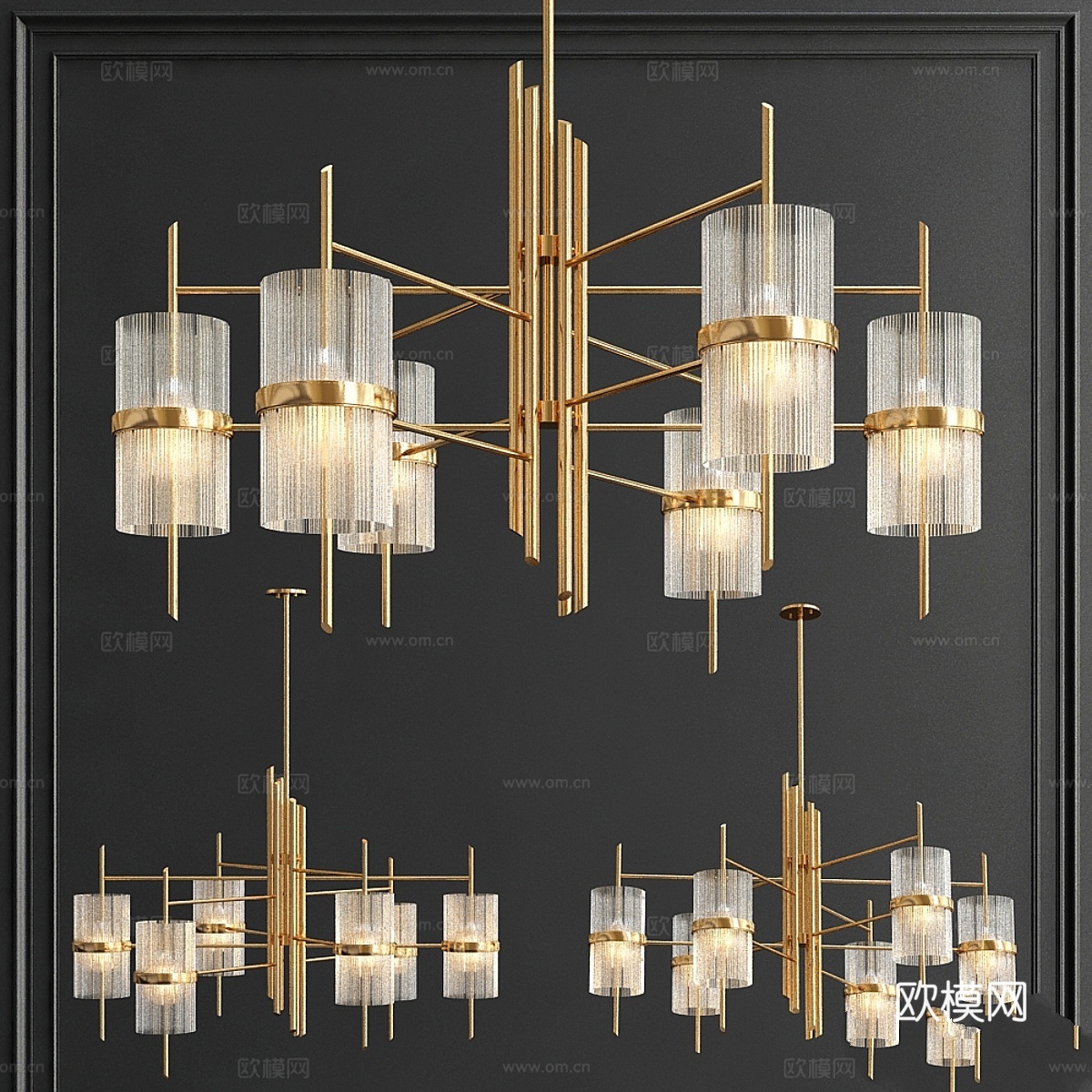 交响线性吊灯3d模型下载