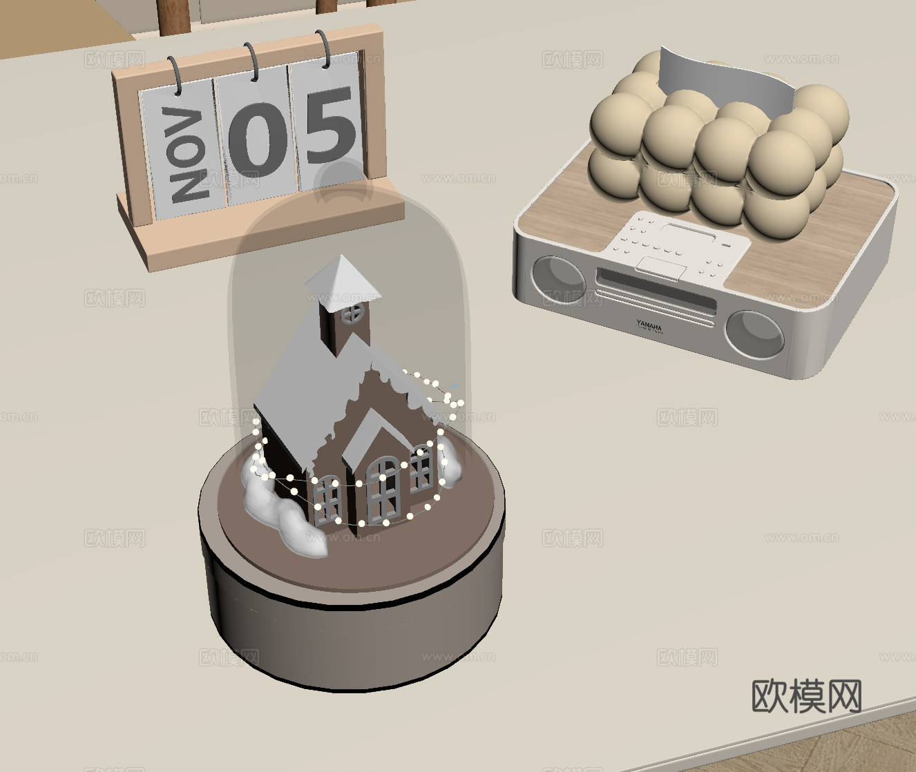 现代奶油风摆件 小夜灯su模型