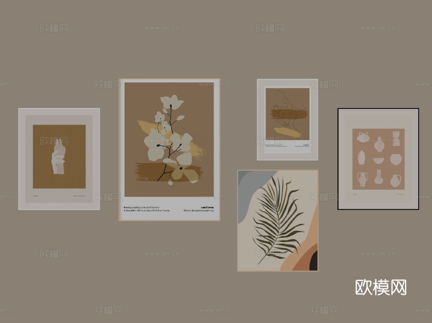 现代奶油挂画 装饰画su模型