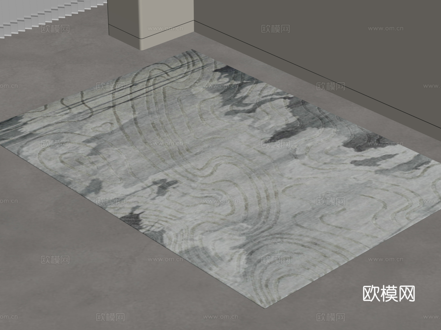 新中式地毯su模型