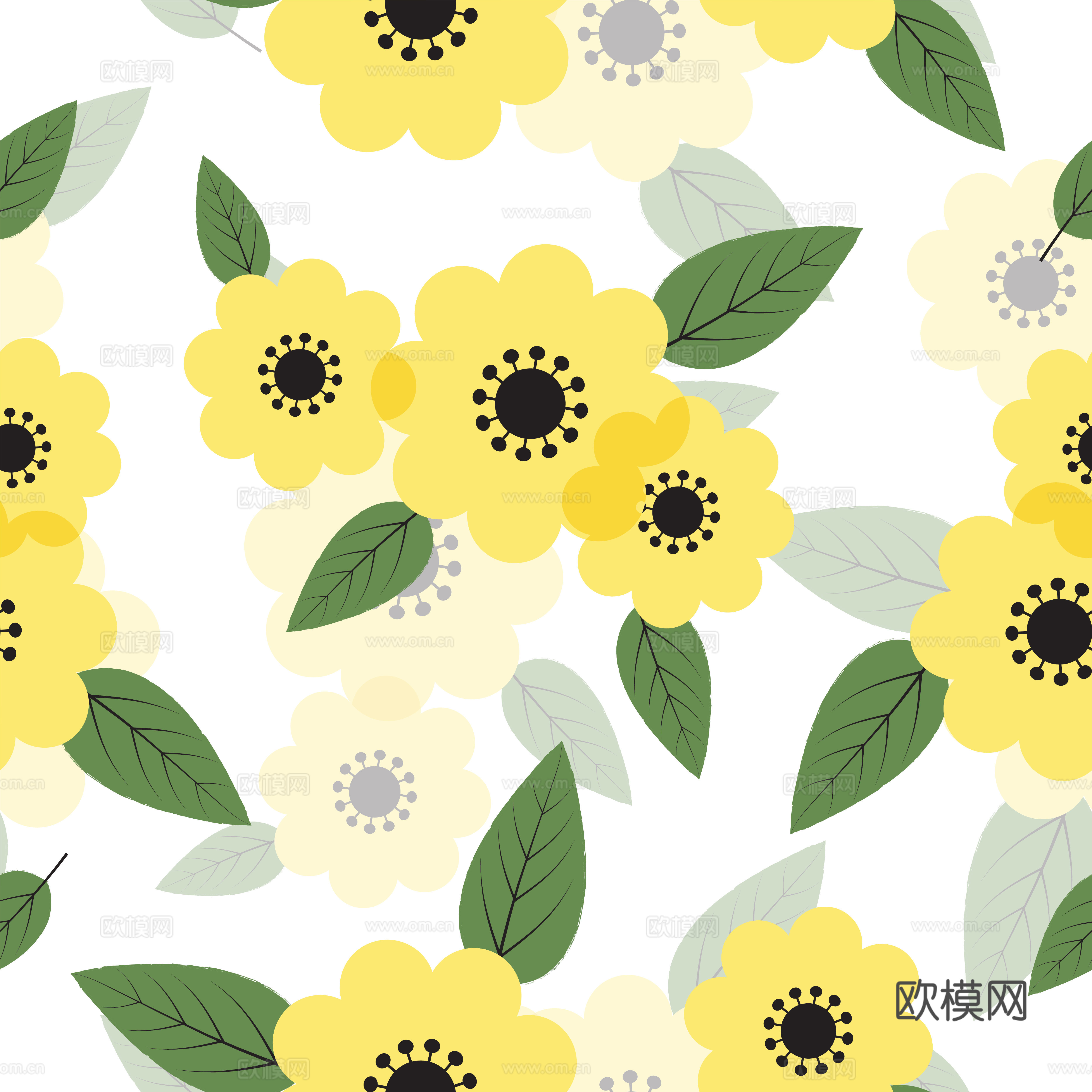 现代植物印花壁纸