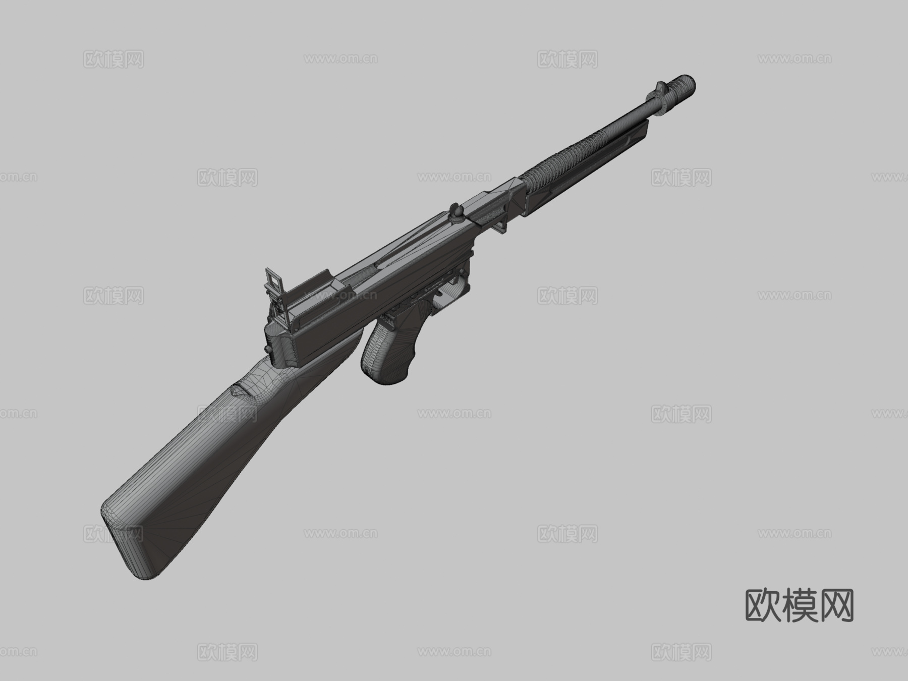 汤普森1928无弹匣3d模型下载（渲染图3）