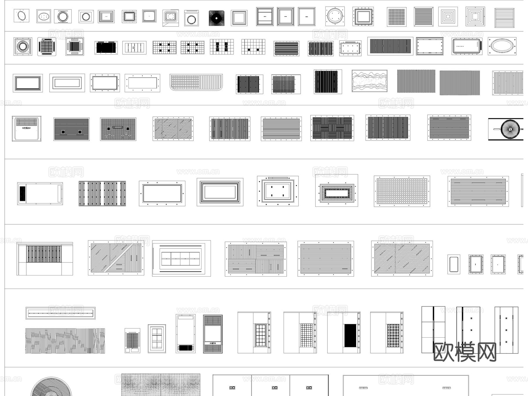 2026年最新吊顶曲面吊顶顶棚管道铝格栅曲线天花CAD图库cad施工图