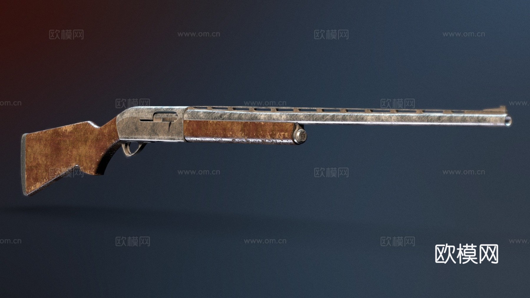 生锈意大利猎枪3d模型下载（渲染图1）