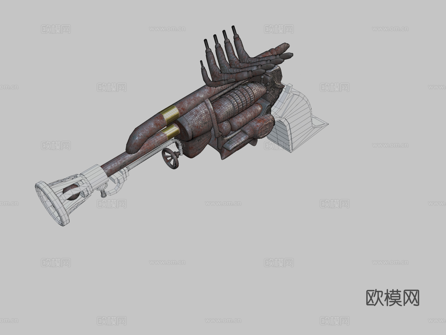 蒸汽朋克枪3d模型下载（渲染图2）