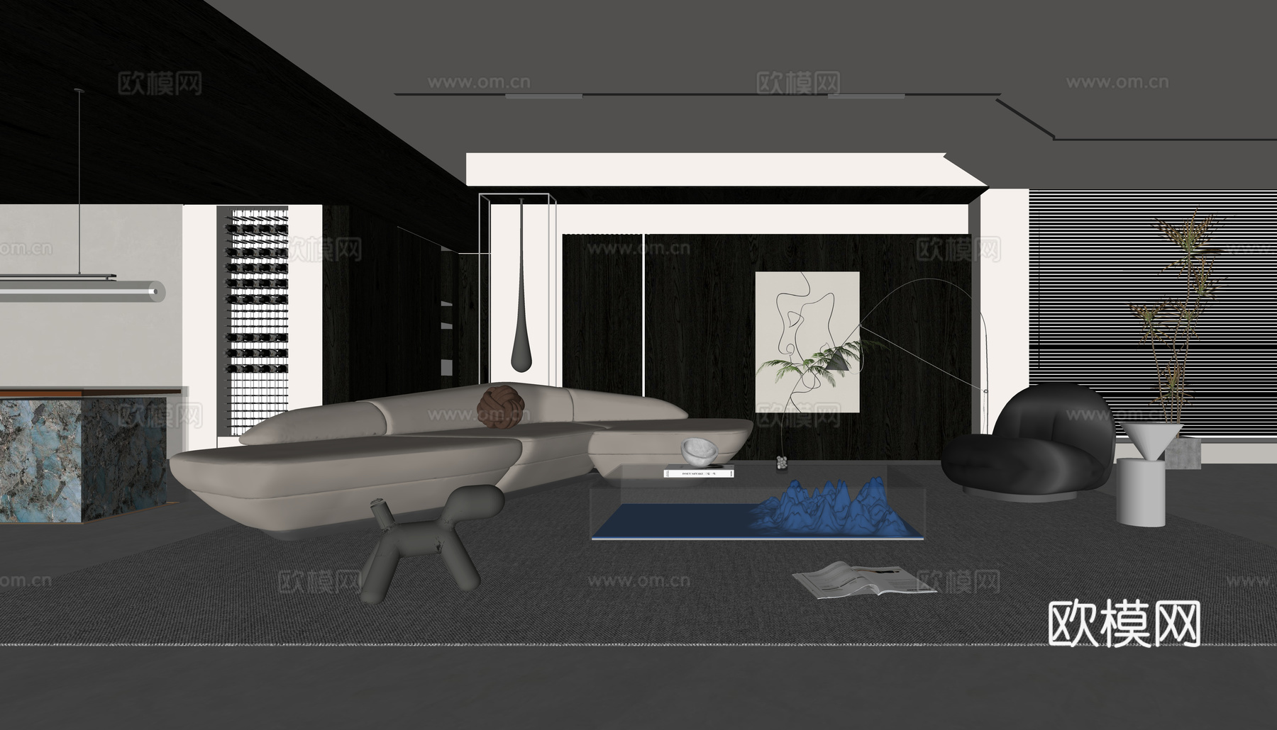 现代客厅su模型