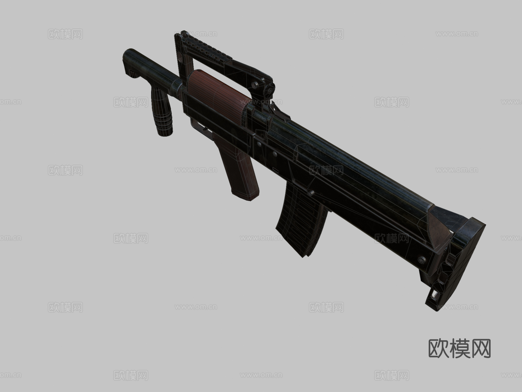 低多边形野牛步枪3d模型下载（渲染图2）