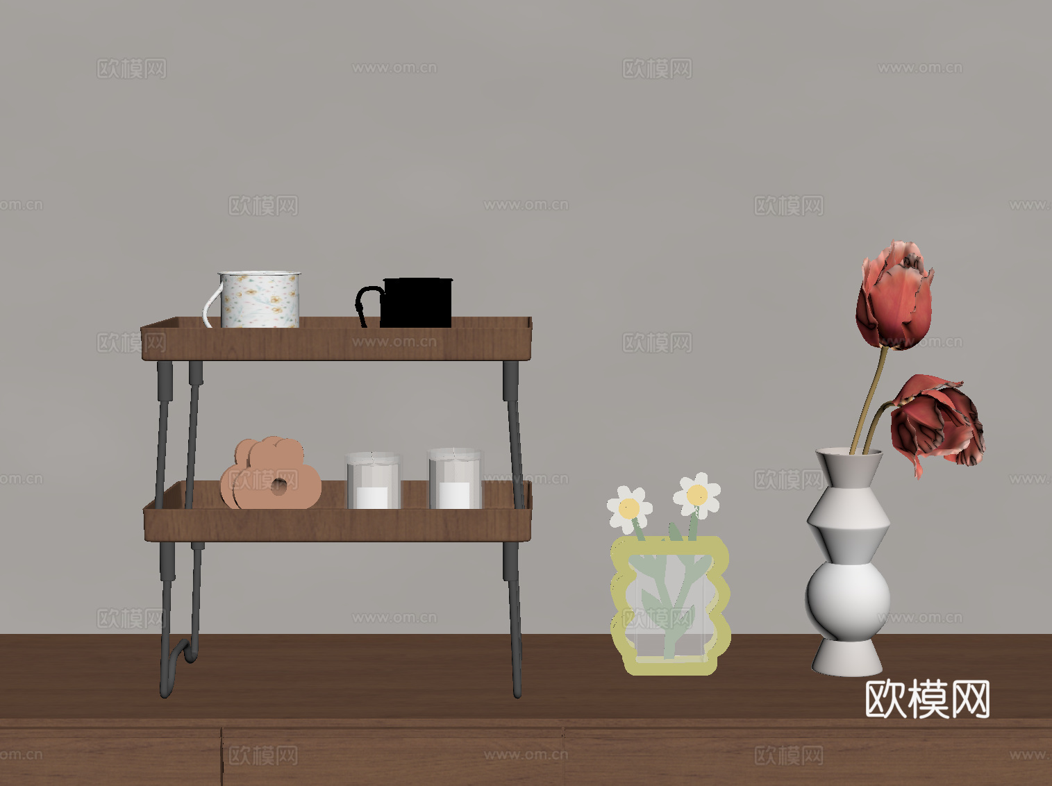 现代摆件 置物架 杯架su模型