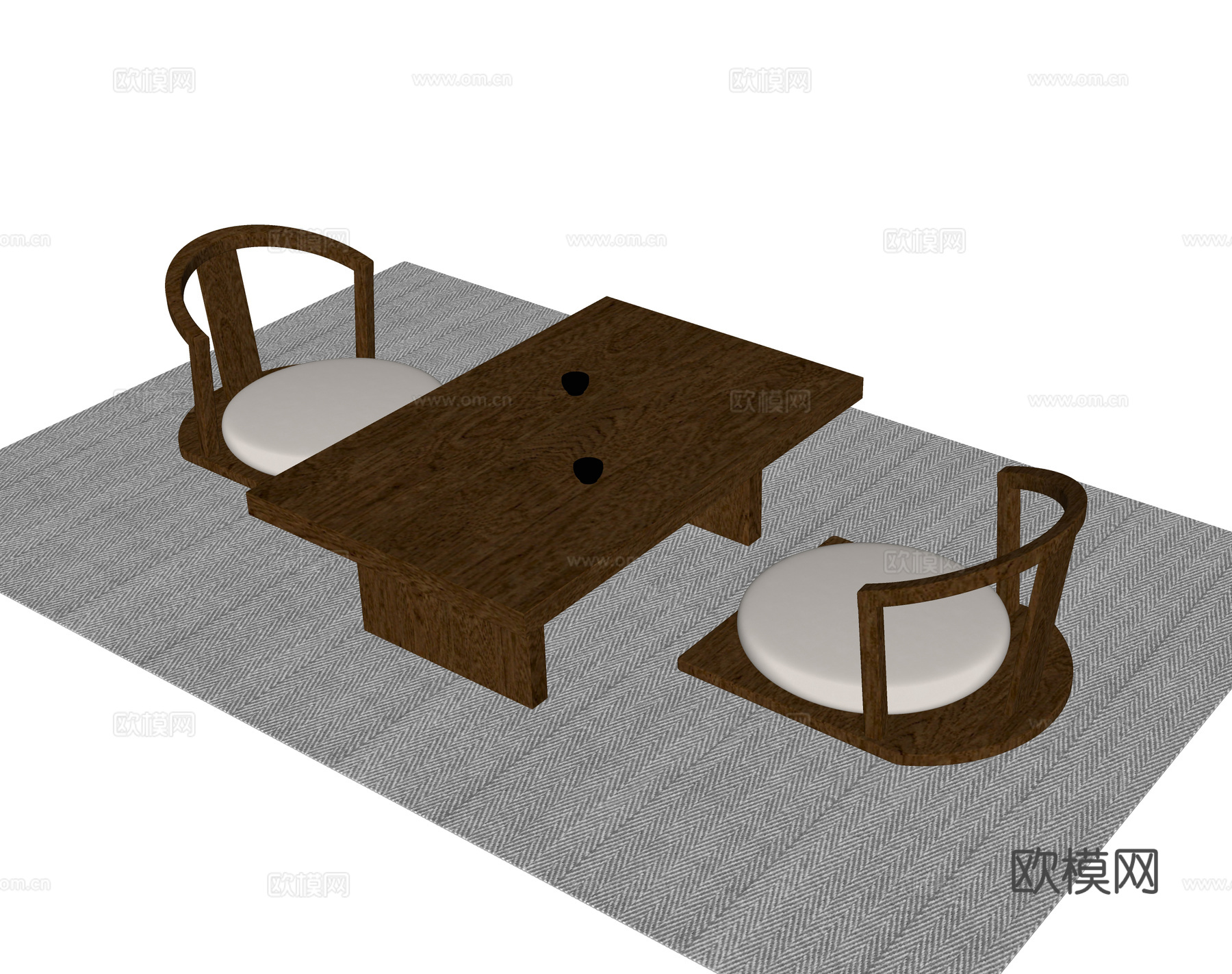 现代阳台茶桌椅su模型