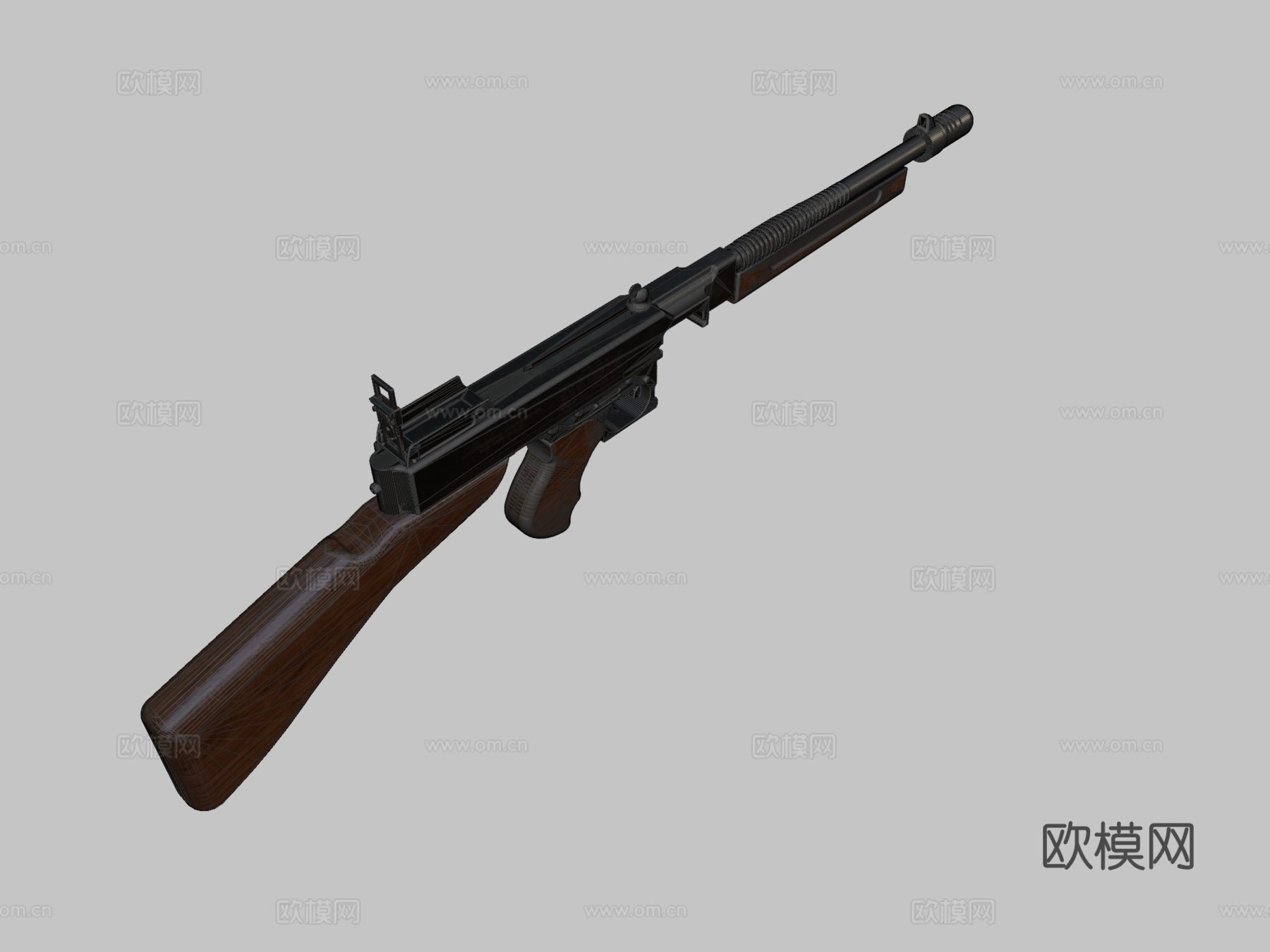 汤普森1928无弹匣3d模型下载（渲染图2）