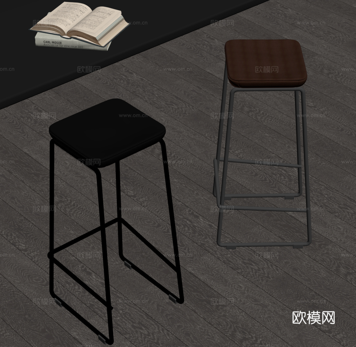 现代意式吧凳su模型