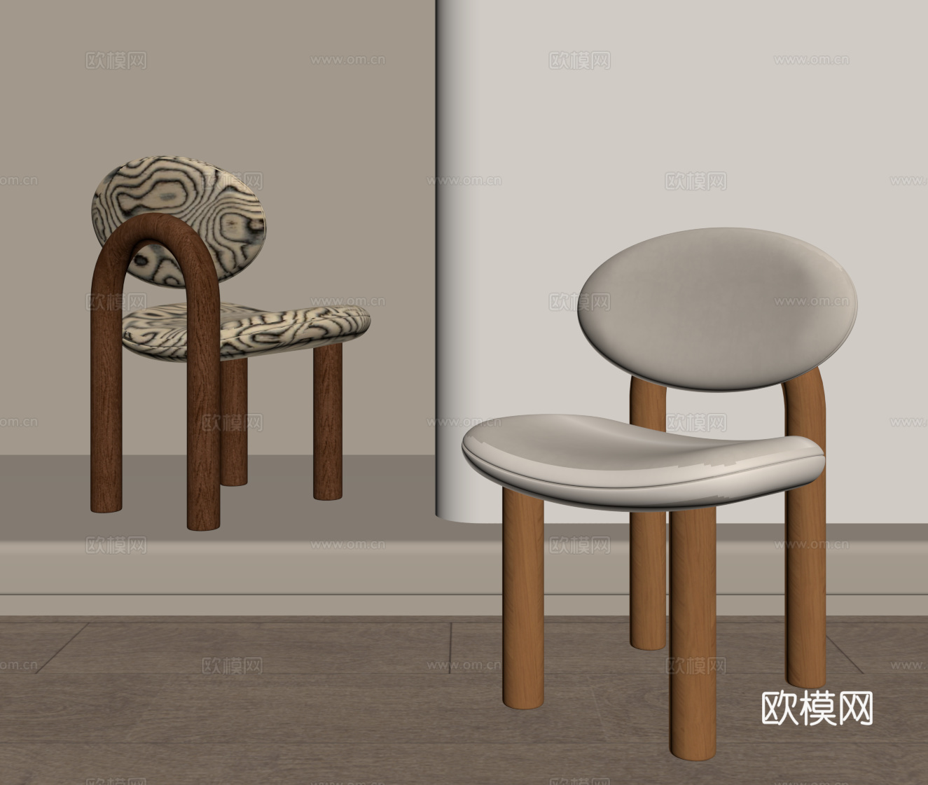 侘寂中古椅子 餐椅su模型