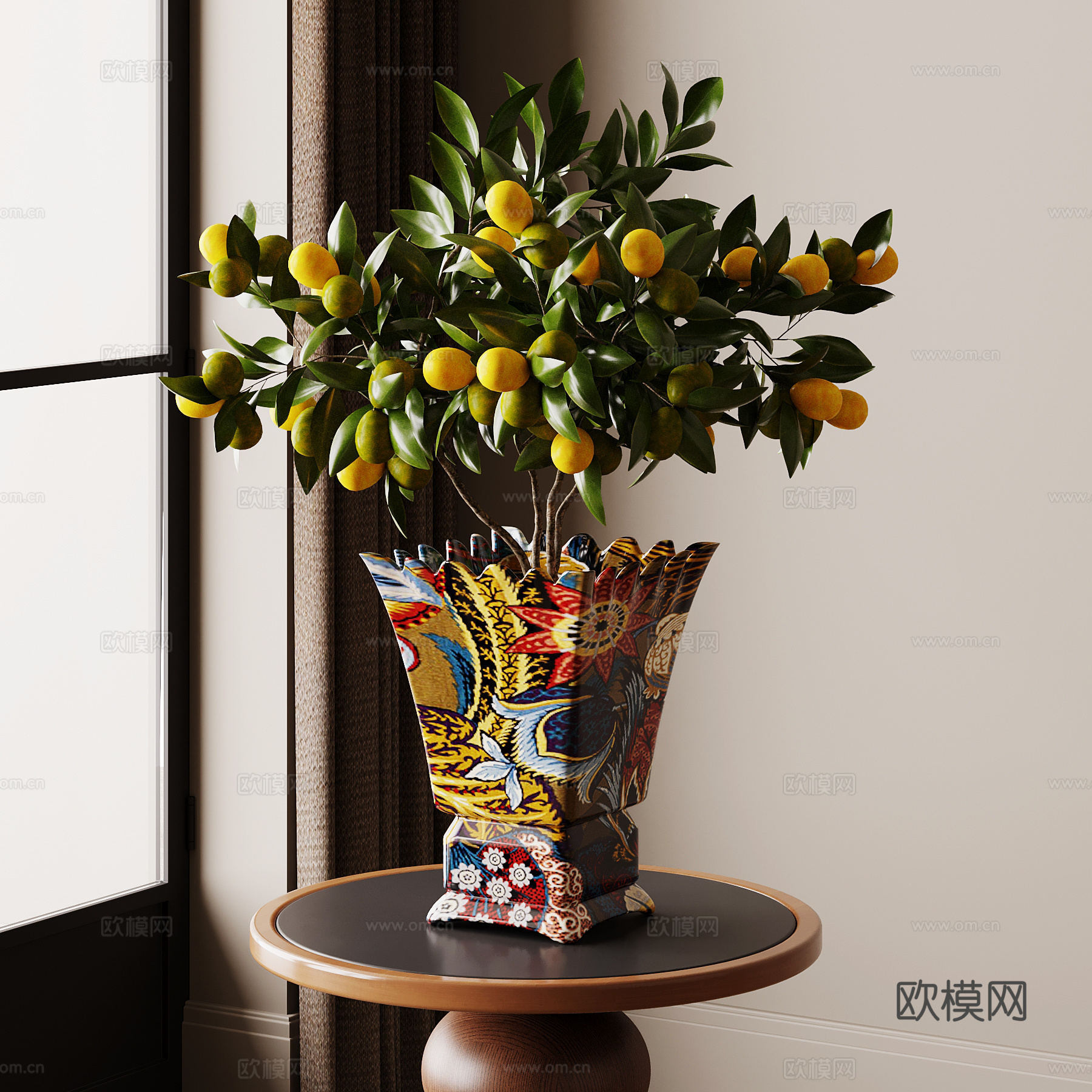 法式复古花瓶 金桔su模型