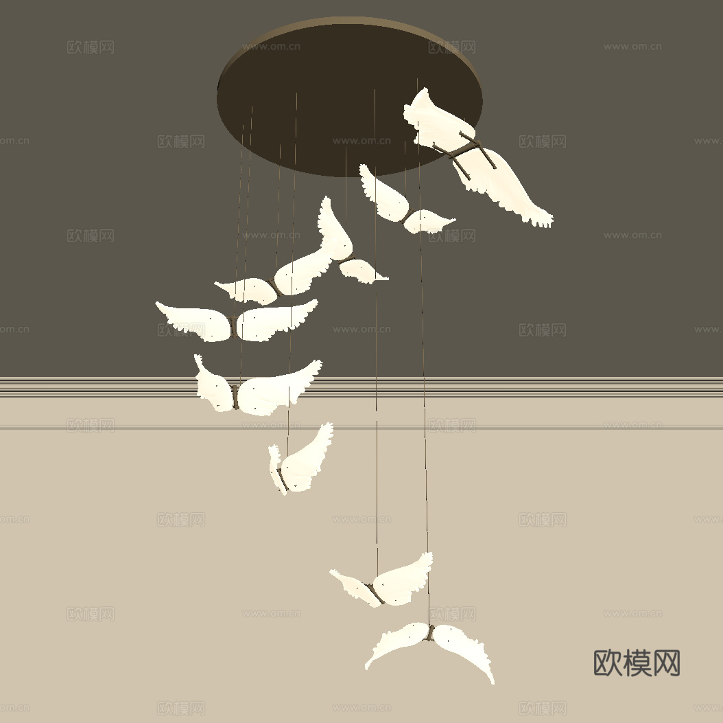 现代奶油风吊灯 多头吊灯 艺术吊灯 法式复古吊灯su模型