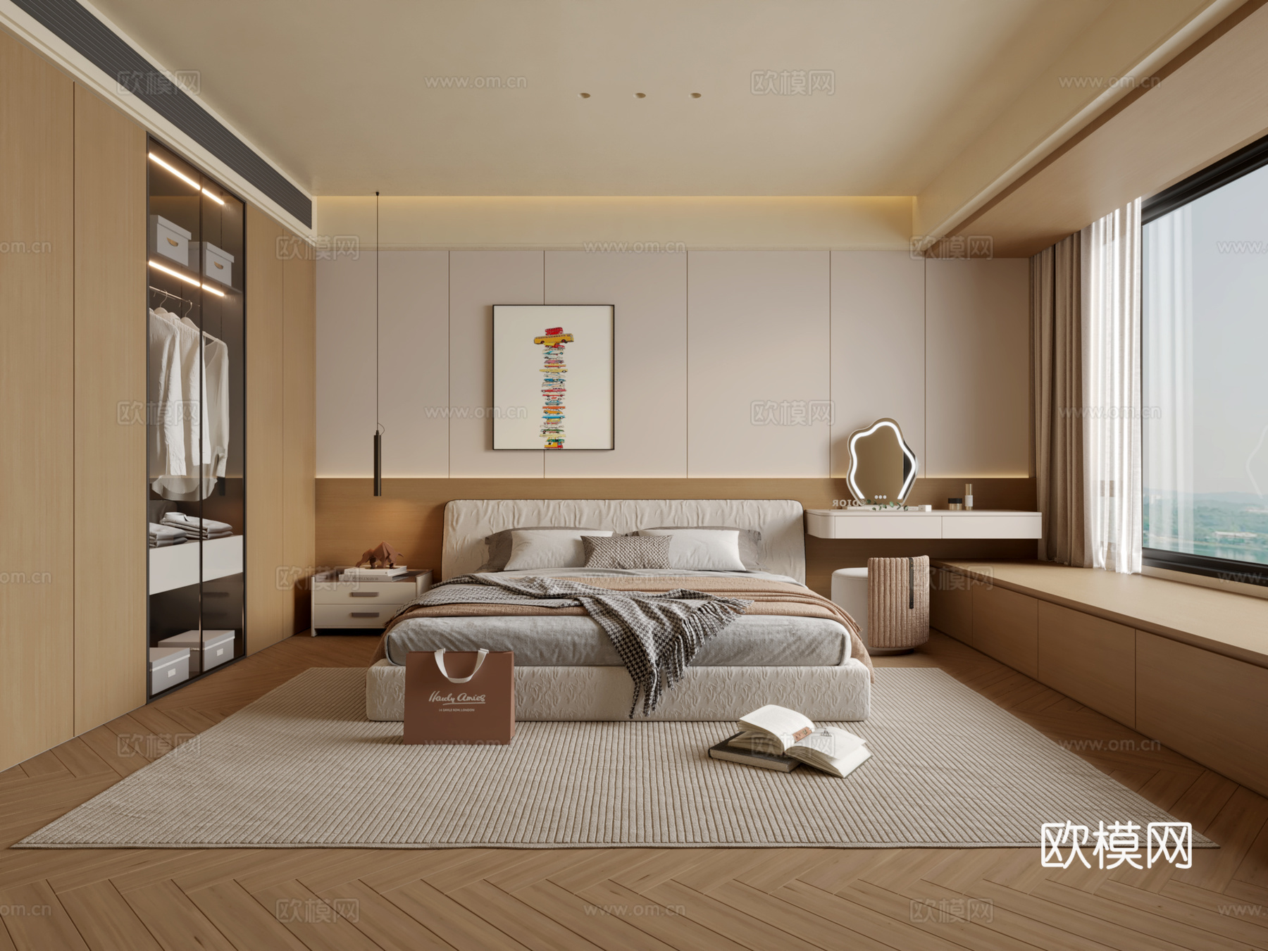 原木风日式卧室3d模型