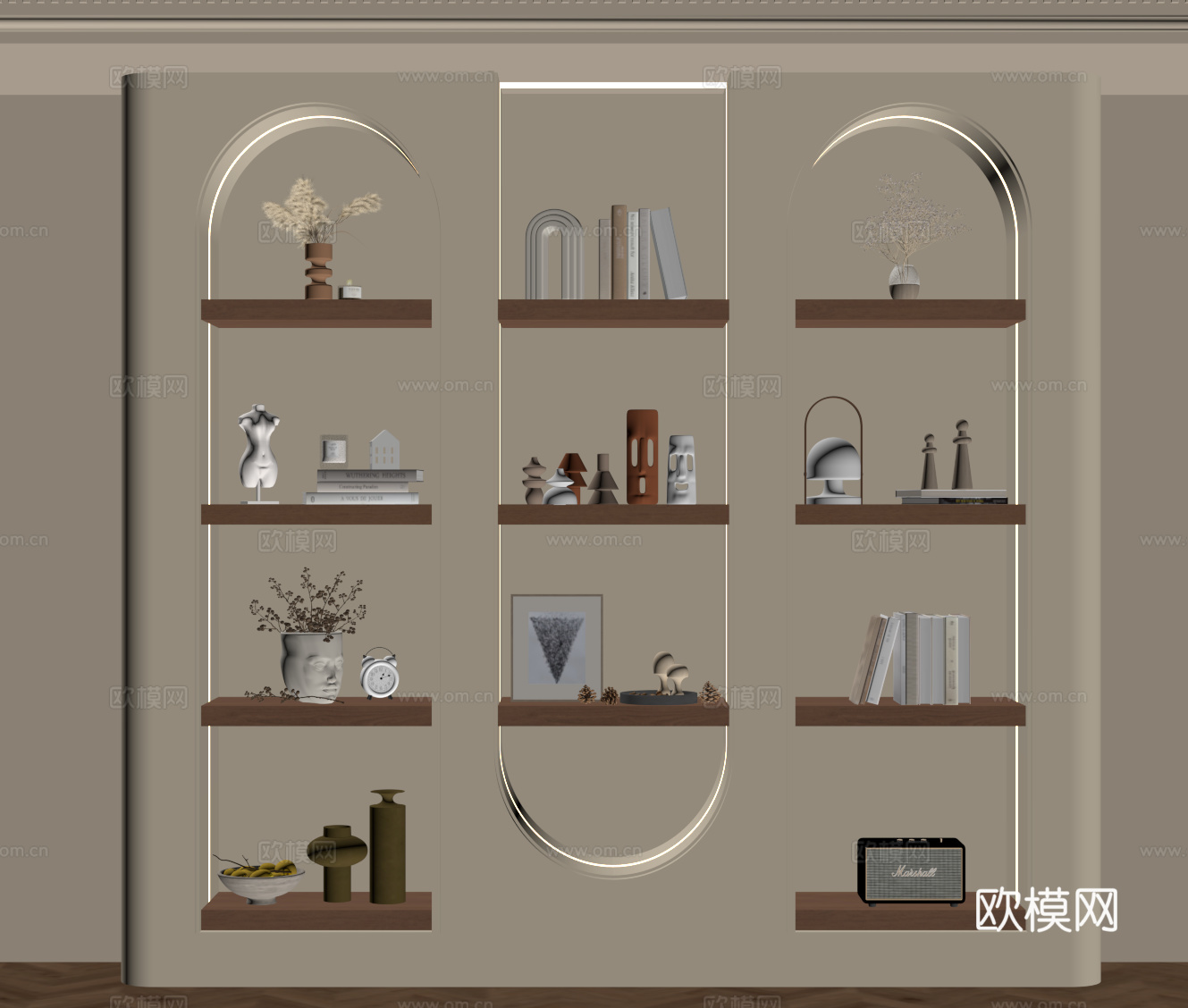 现代中古书架 置物架su模型