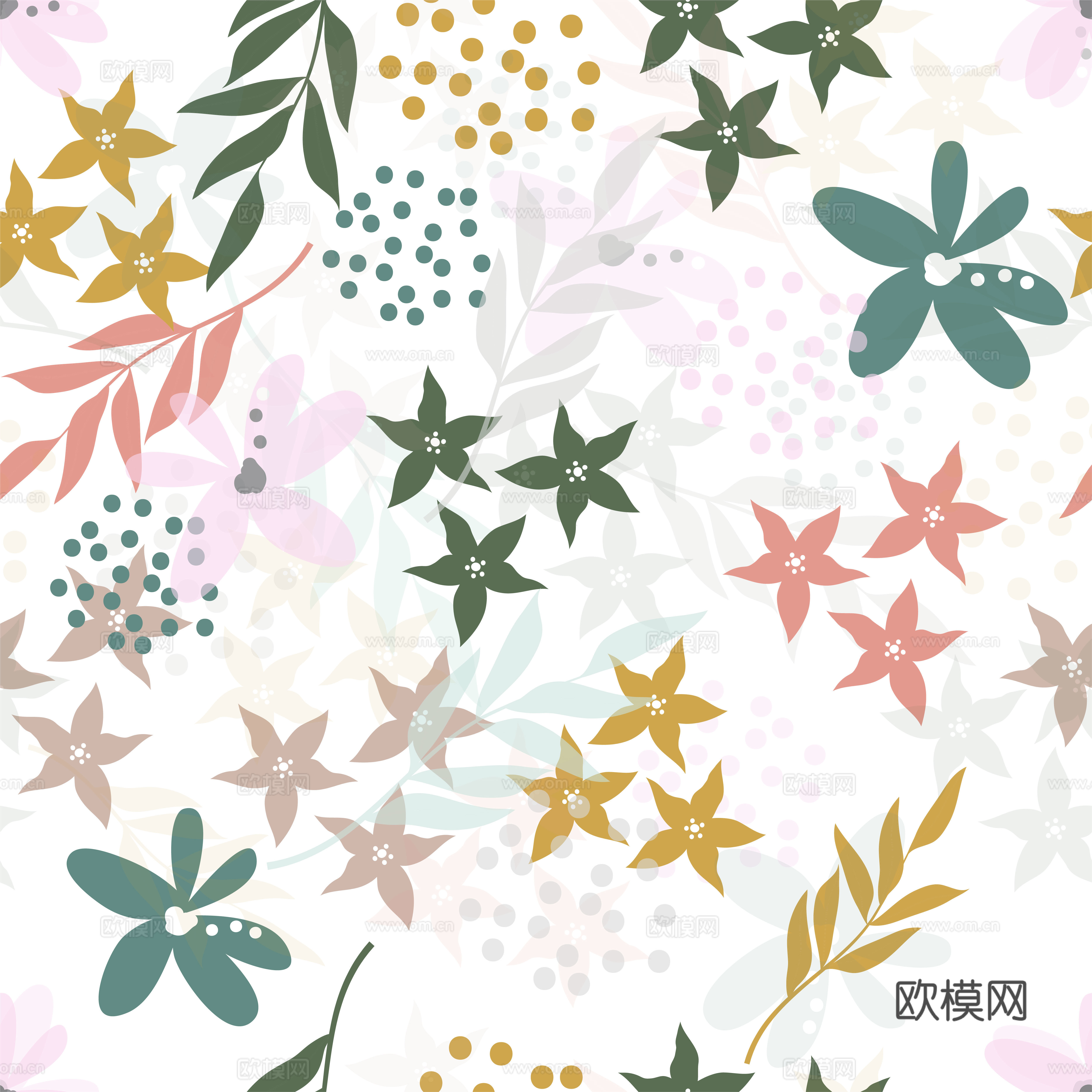 现代植物印花壁纸下载