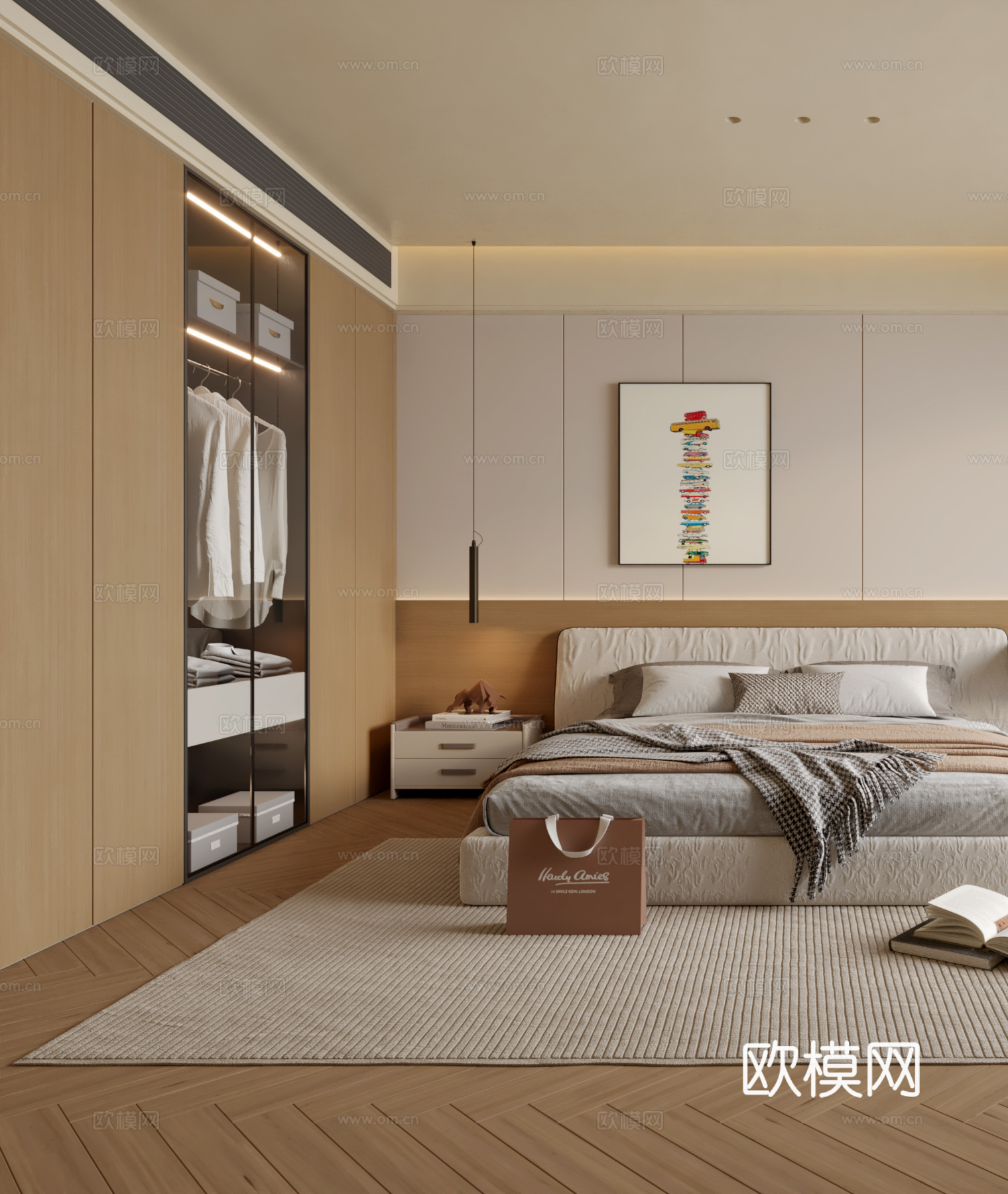 原木风日式卧室3d模型