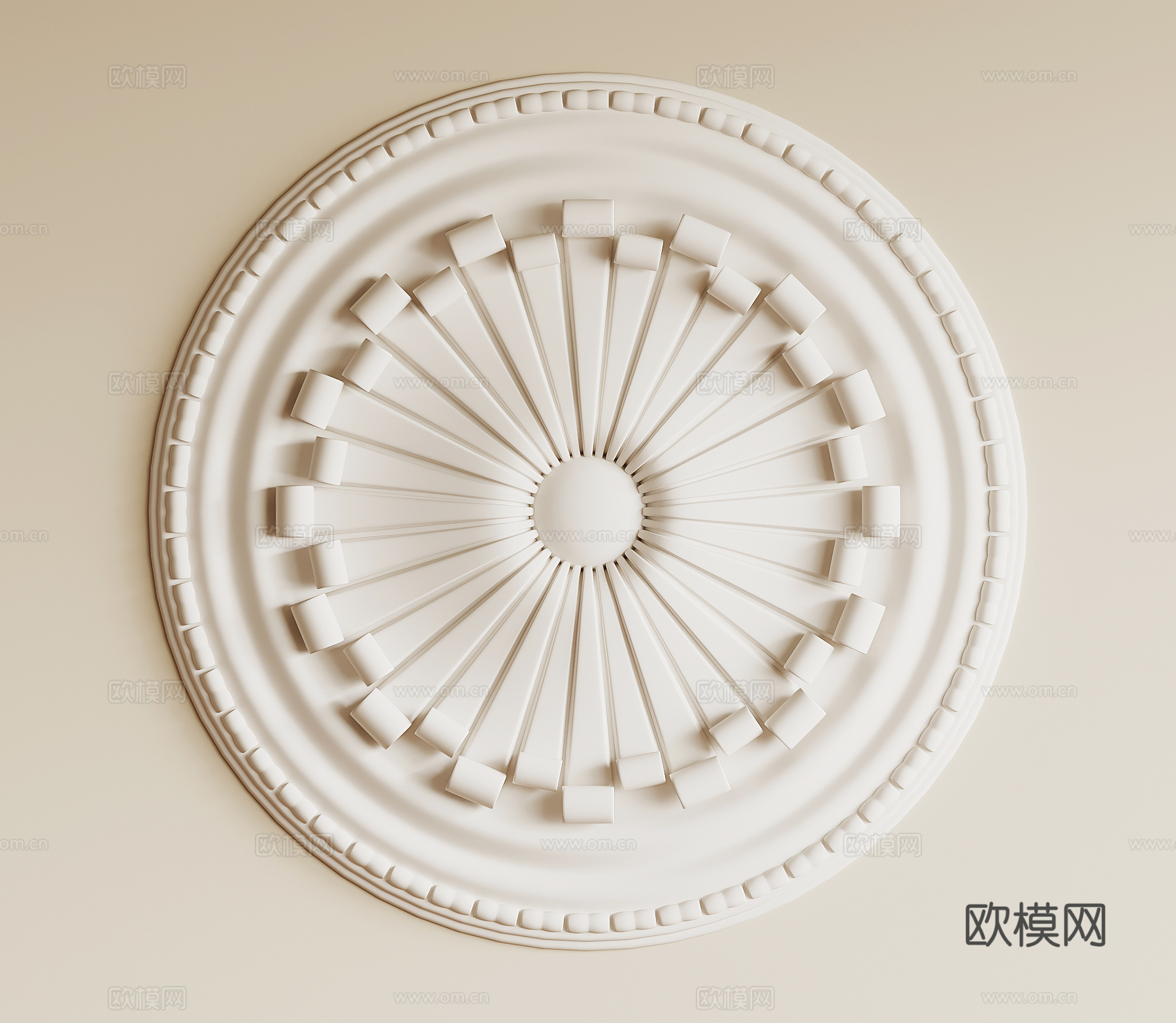 法式复古灯盘 石膏盘su模型