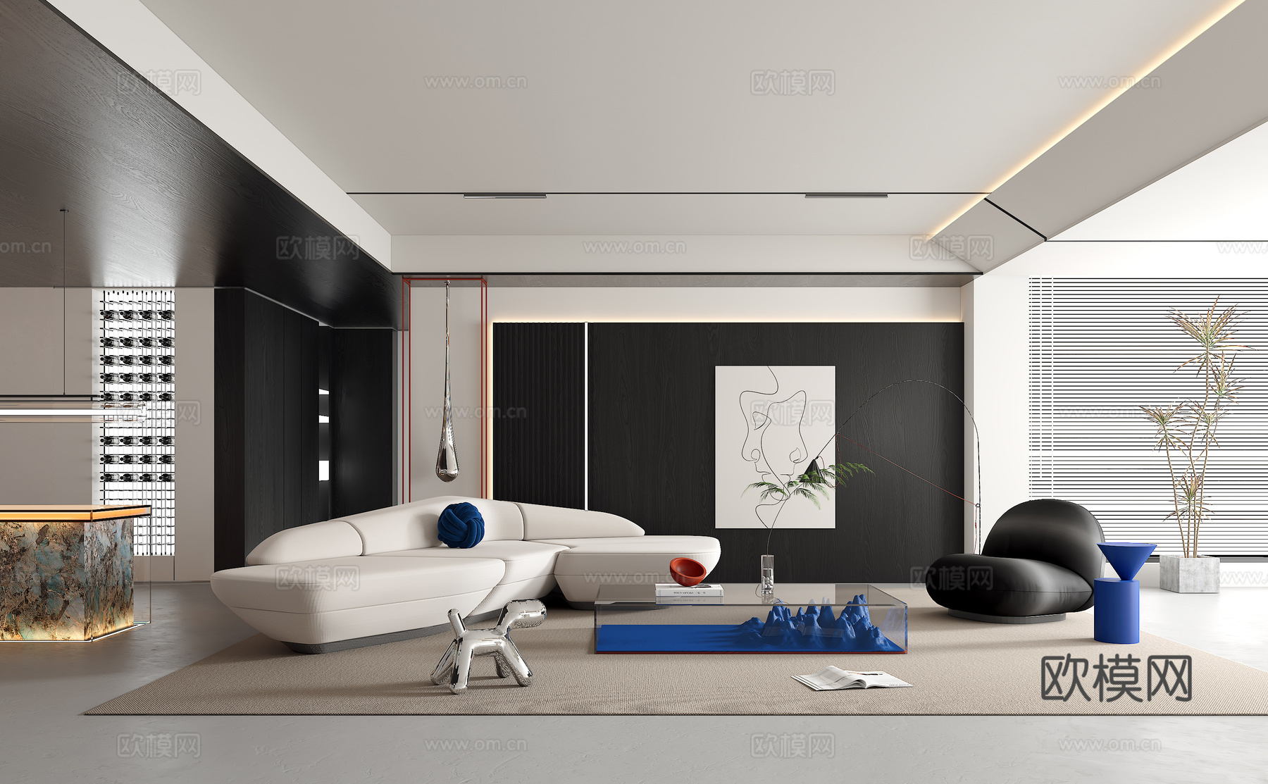 现代客厅su模型