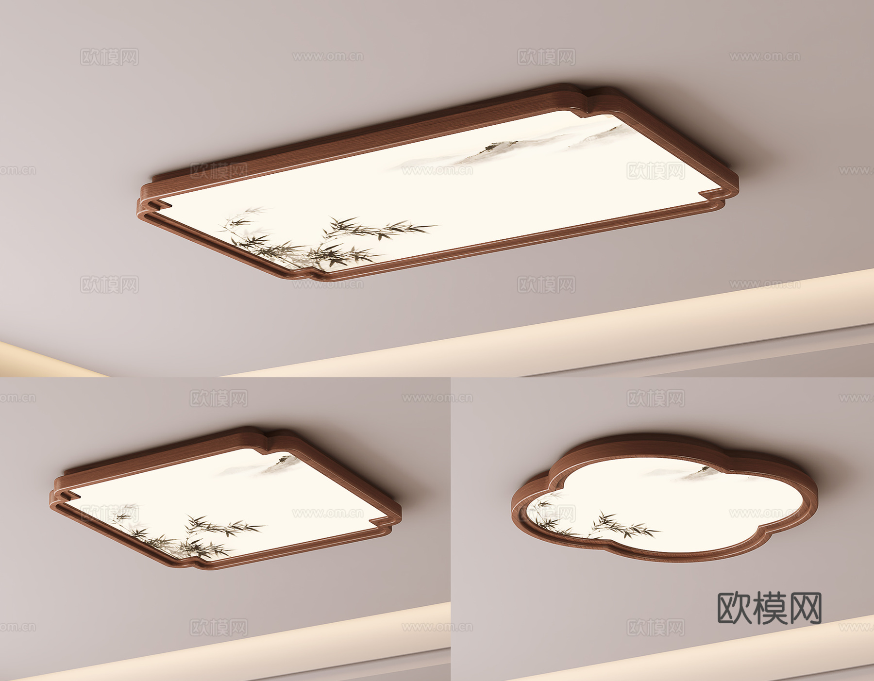 新中式吸顶灯3d模型下载