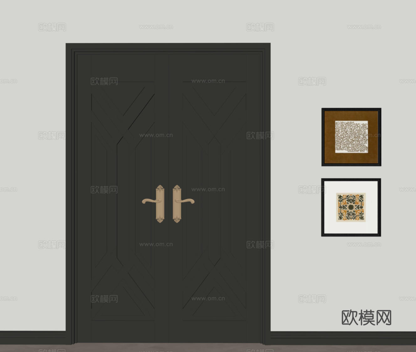 法式复古双开门su模型