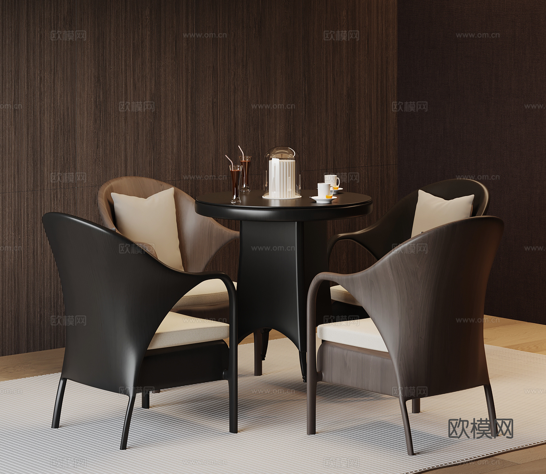 现代意式洽谈桌椅su模型